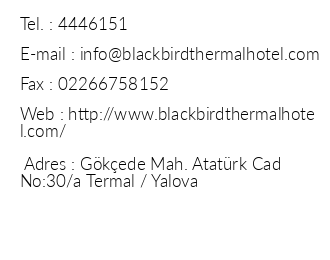 Black Bird Thermal Hotel & Spa iletiim bilgileri